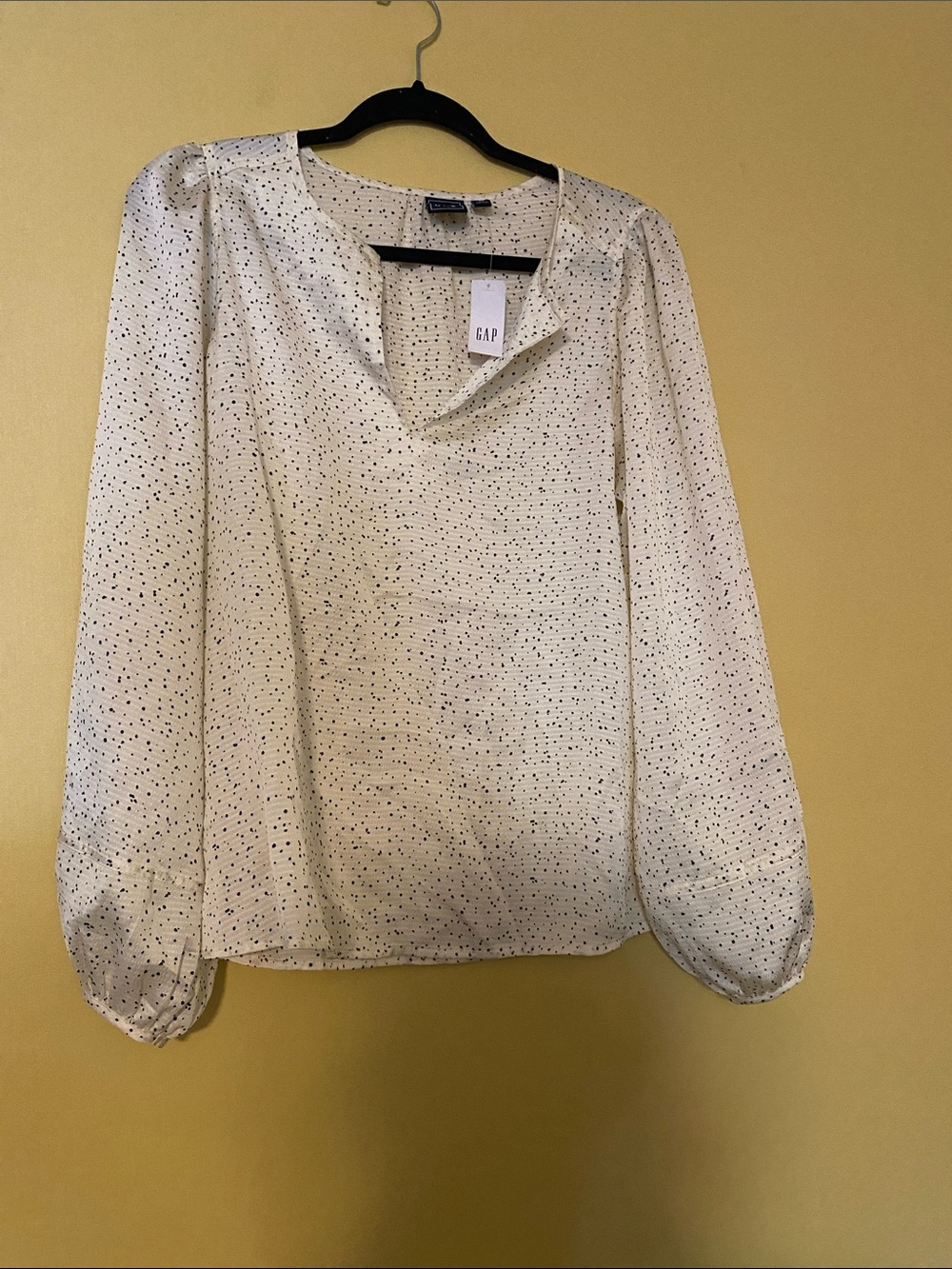 GAP Cream Blouse with Black Dot Print